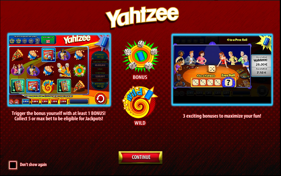 Yahtzee slot game live at CasinoEuro