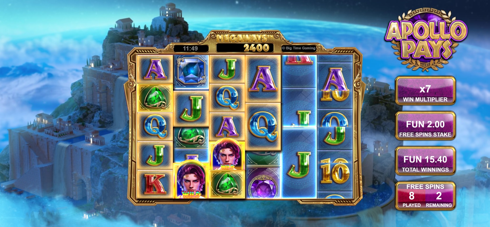 Apollo Pays slot, Free spins feature