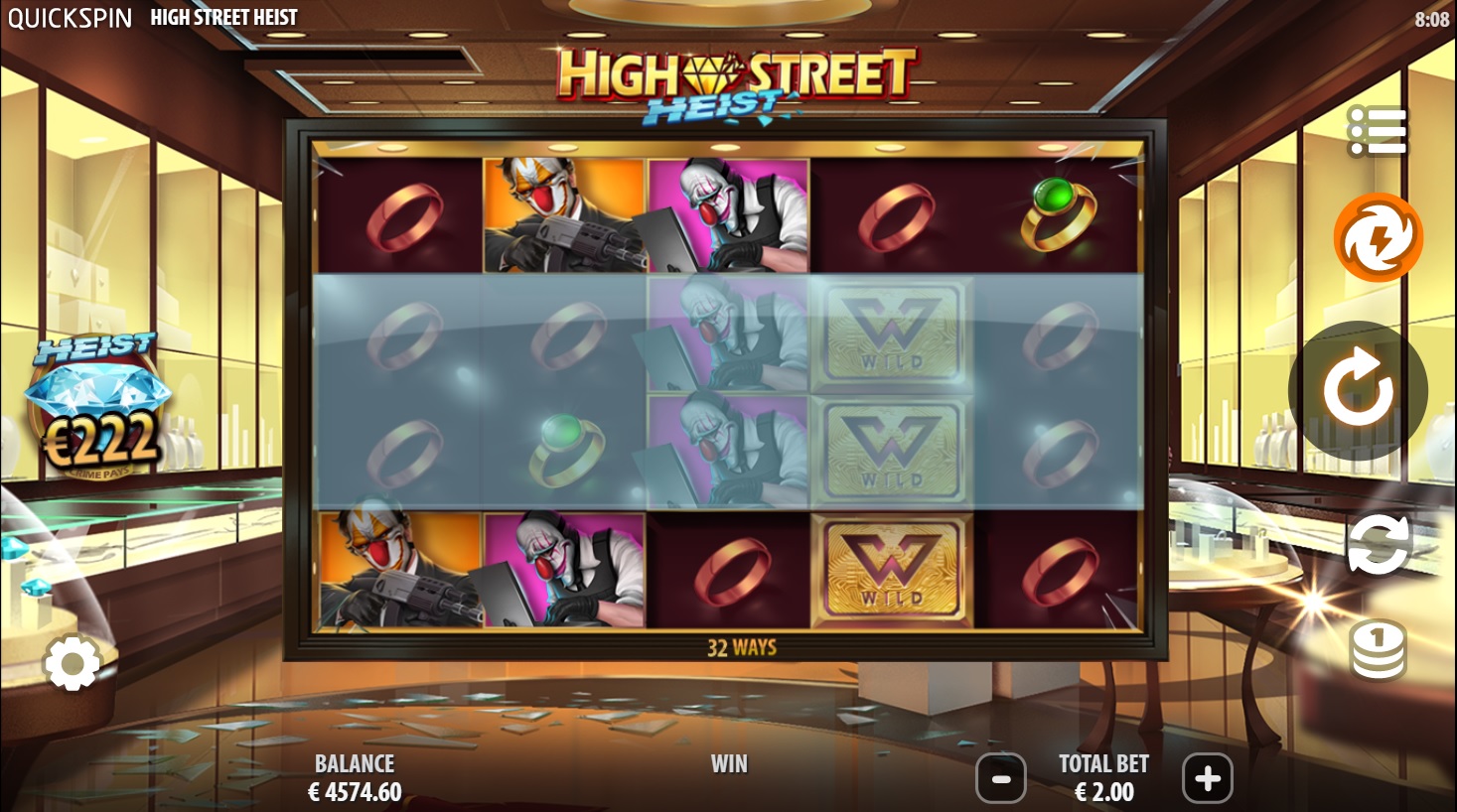 High Street Heist, Base slot game