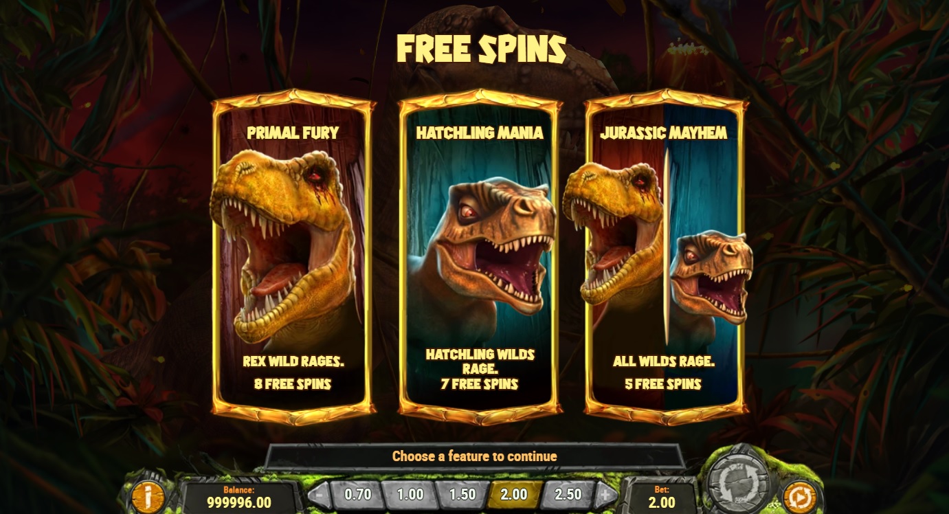 Raging Rex 2, Pick free spins feature