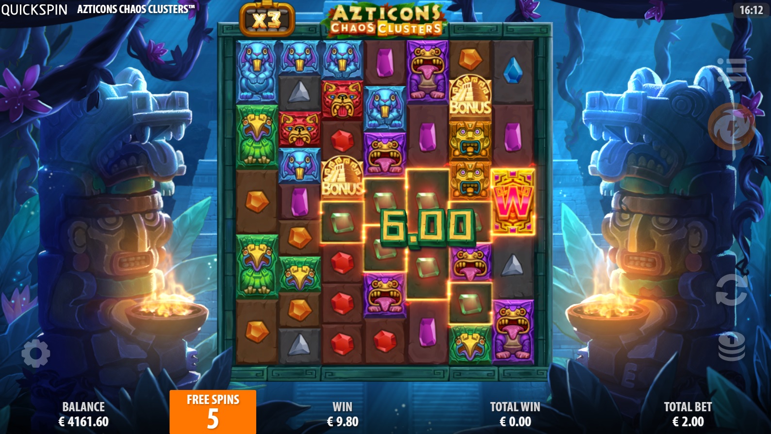 Azticons Chaos Clusters, Free spins feature
