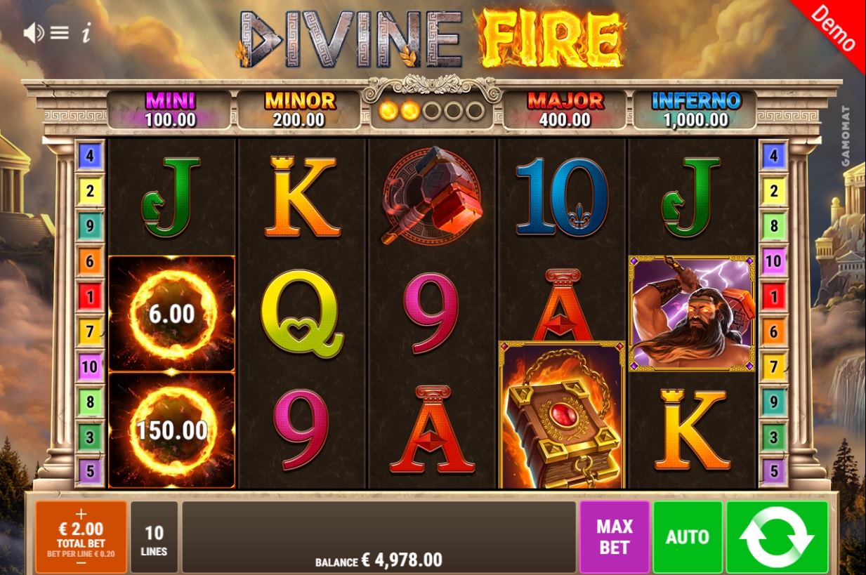 Divine Fire, Base slot game