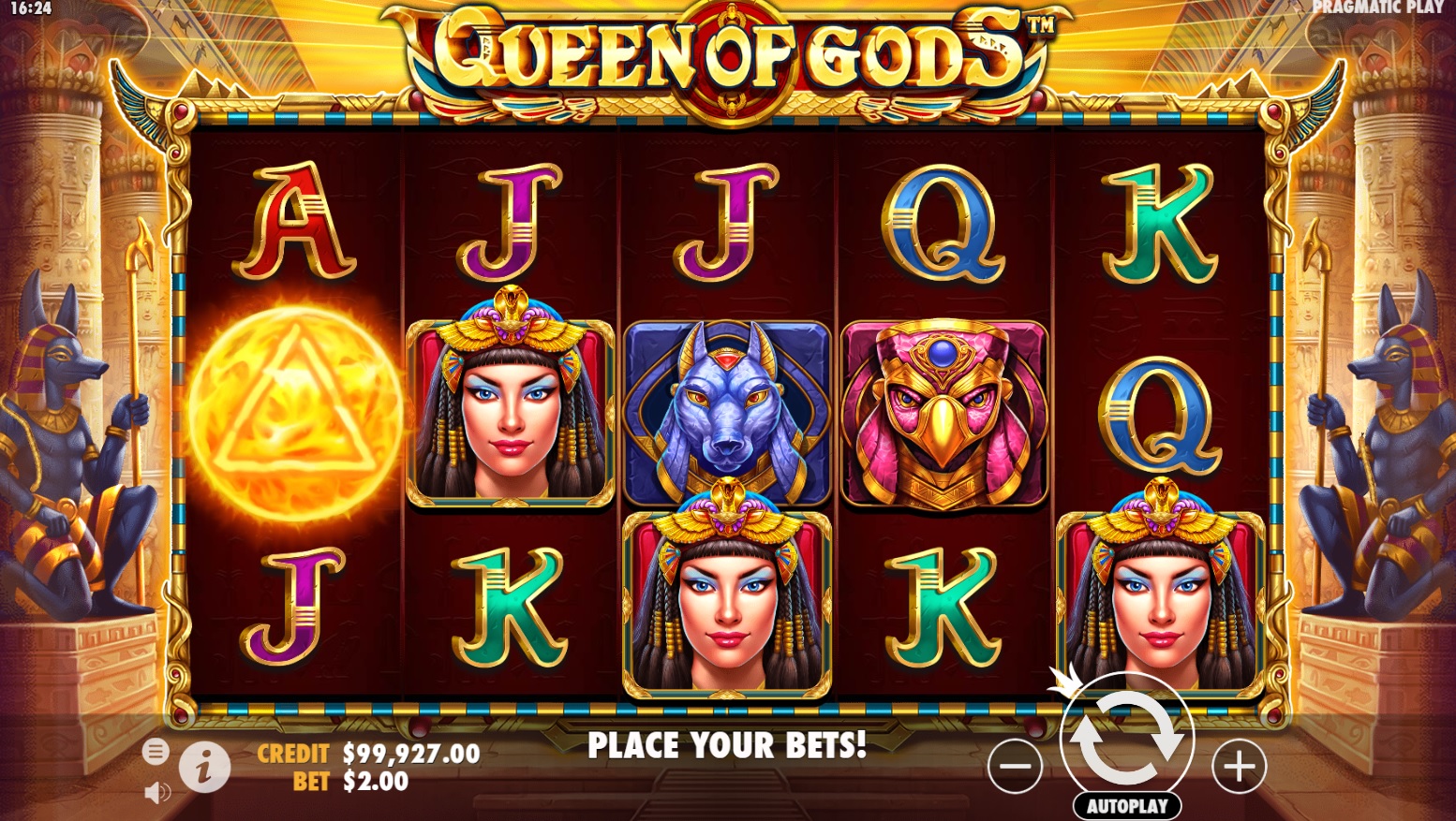 Queen of Gods, Base slot game