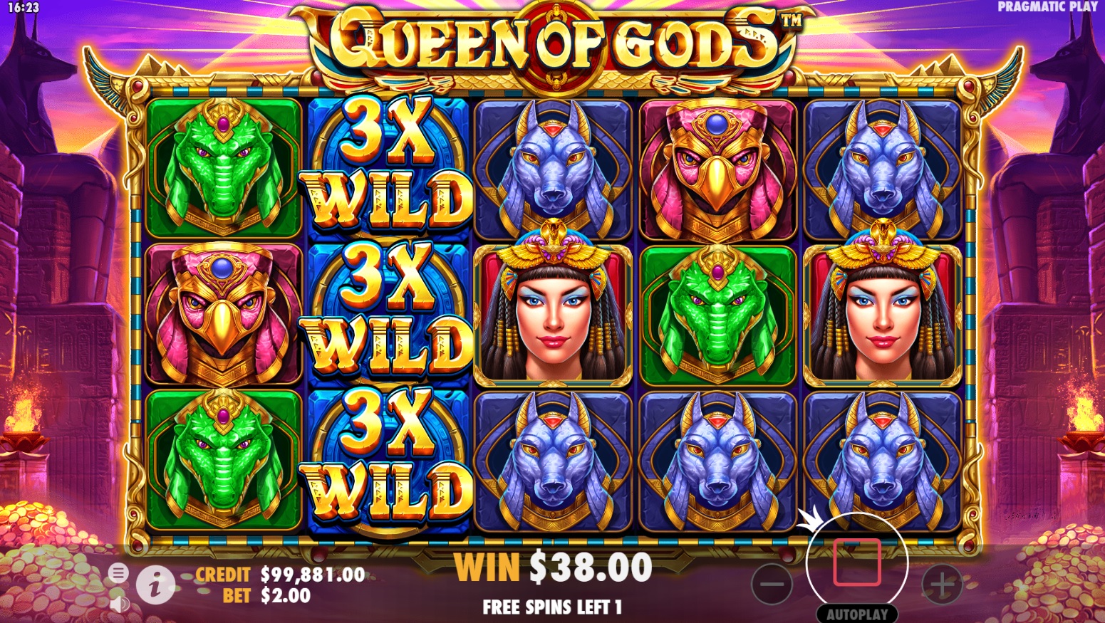 Queen of Gods, Free spins feature