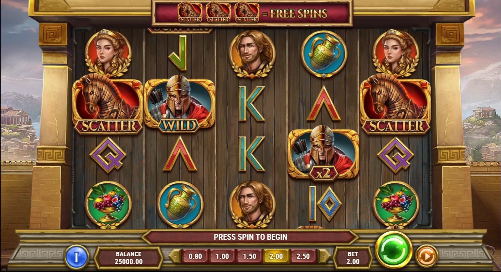 Gates of Troy, Base slot game
