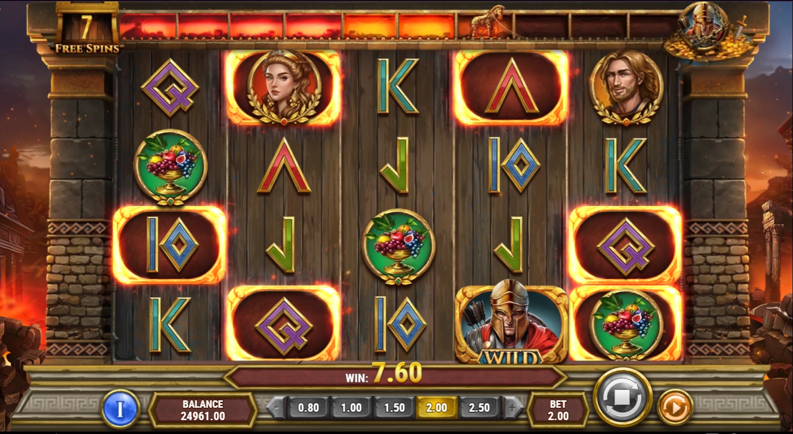 Gates of Troy, Free spins feature