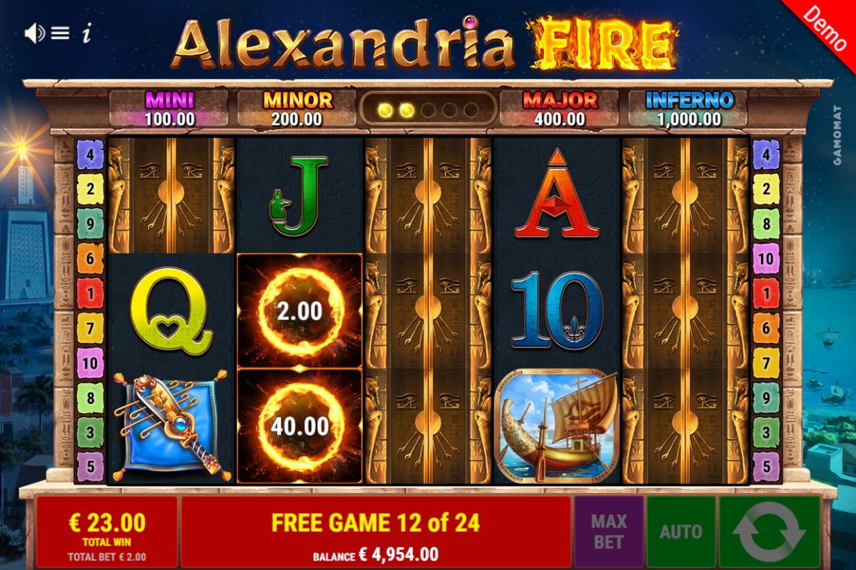 Alexandria Fire, Free spins feature