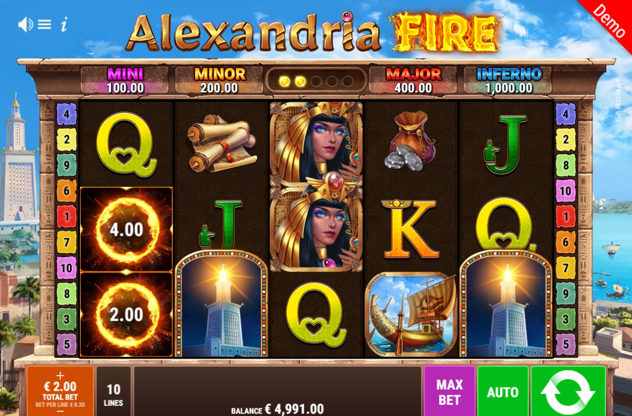 Alexandria Fire, Main slot game