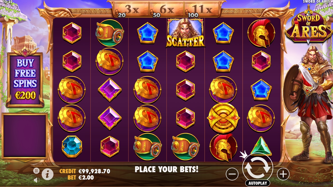 Sword of Ares, Main slot game