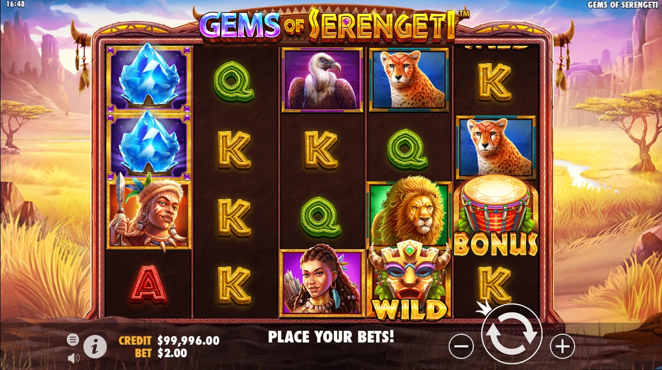 Gems of Serengeti, Base slot game