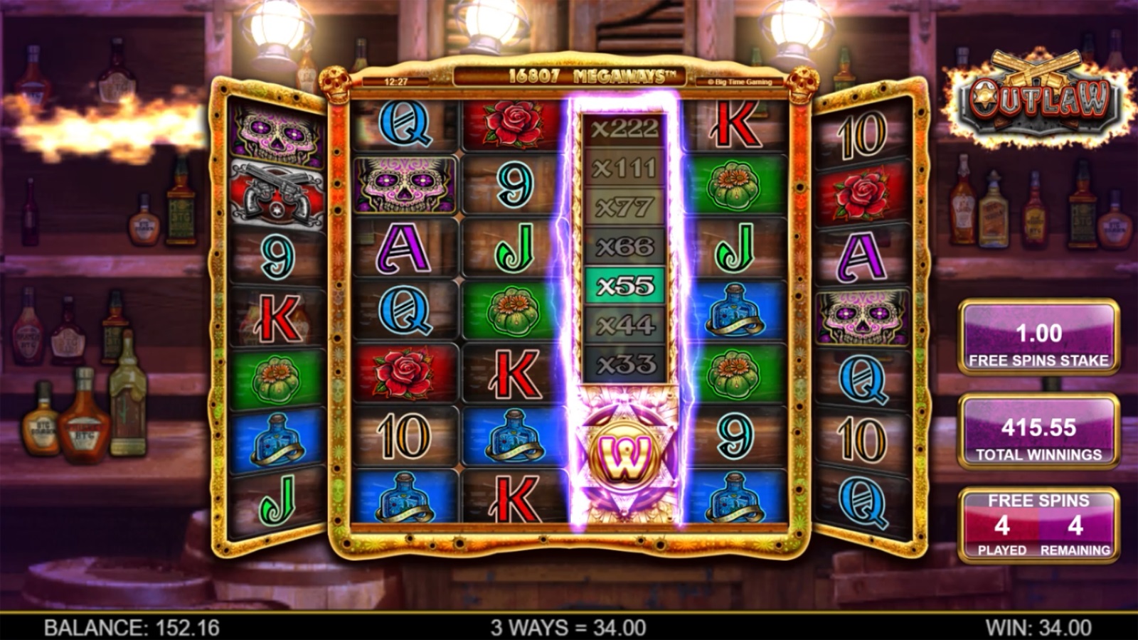 Outlaw, Enhanced Dizzy in the Head Free Spins
