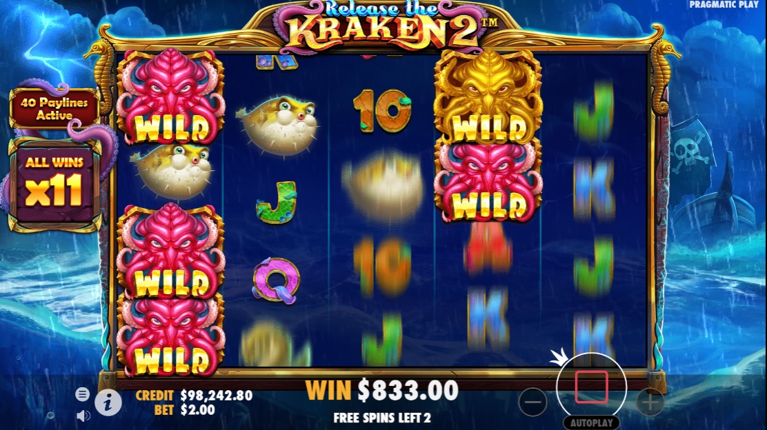 Release the Kraken 2, Free spins feature