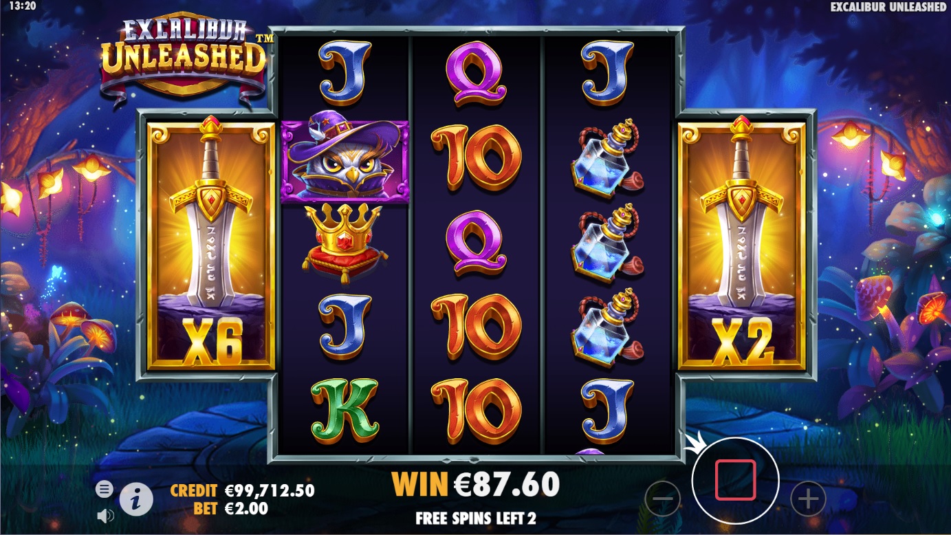 Excalibur Unleashed, Free spins feature