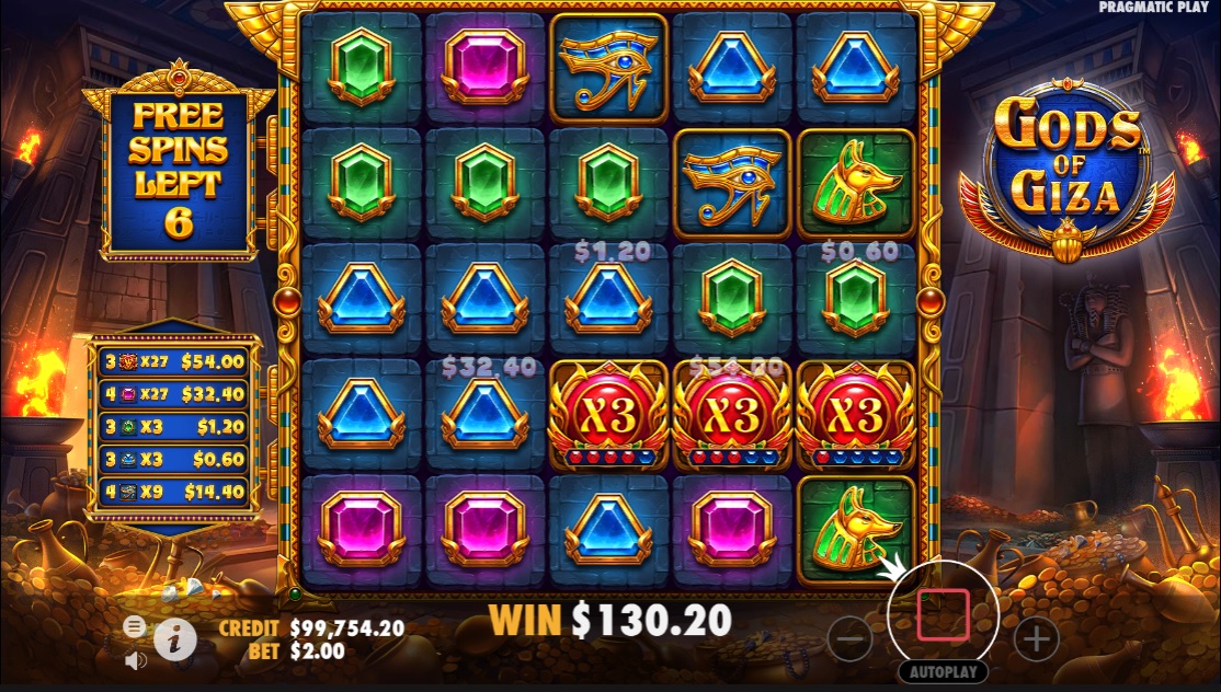 Gods of Giza, Free spins feature
