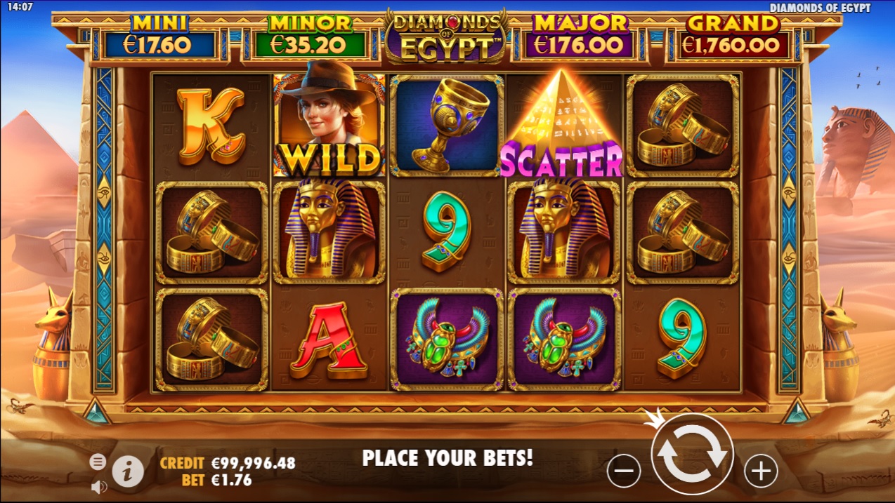 Diamonds of Egypt, Base slot game