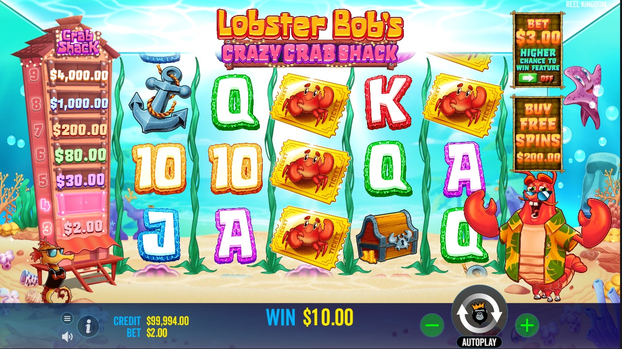 Lobster Bob's Crazy Crabs Shack, Instant Crab win