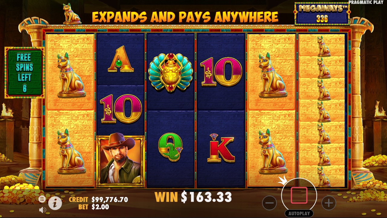 Book of Tut Megaways, Free spins feature