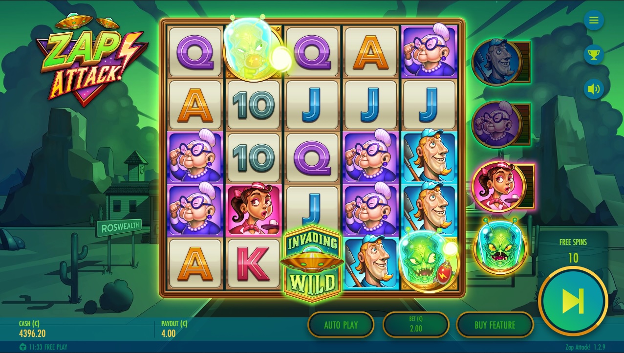 Zap Attack, Free spins feature