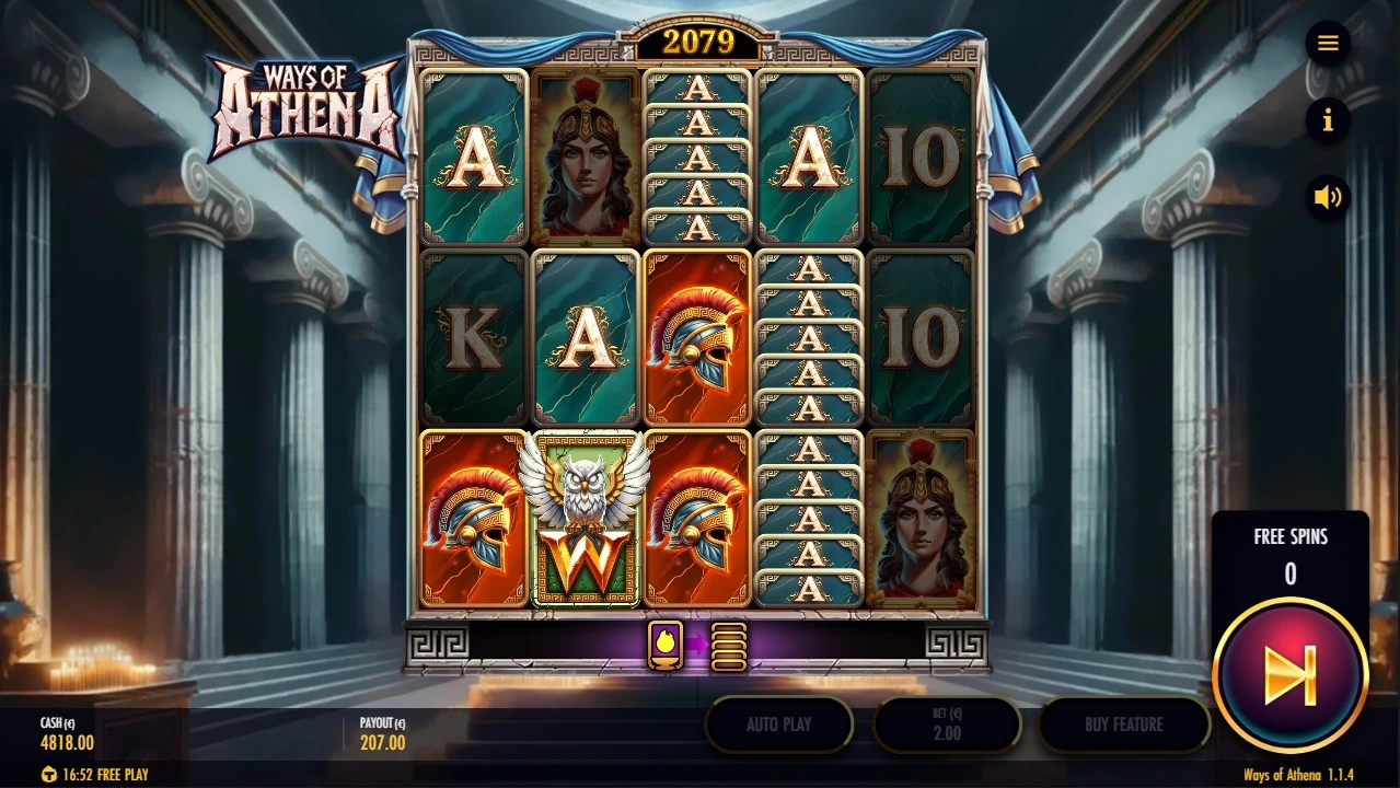 Ways of Athena, Free spins feature