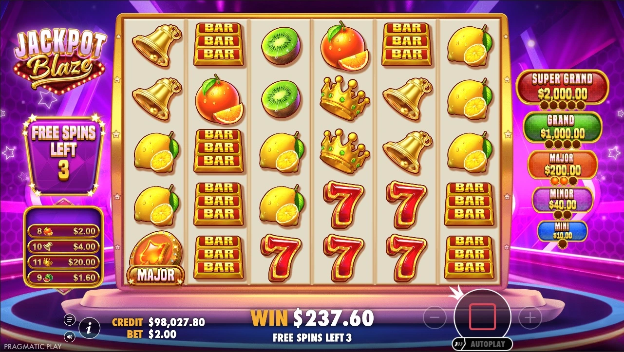 Jackpot Blaze, Super free spins