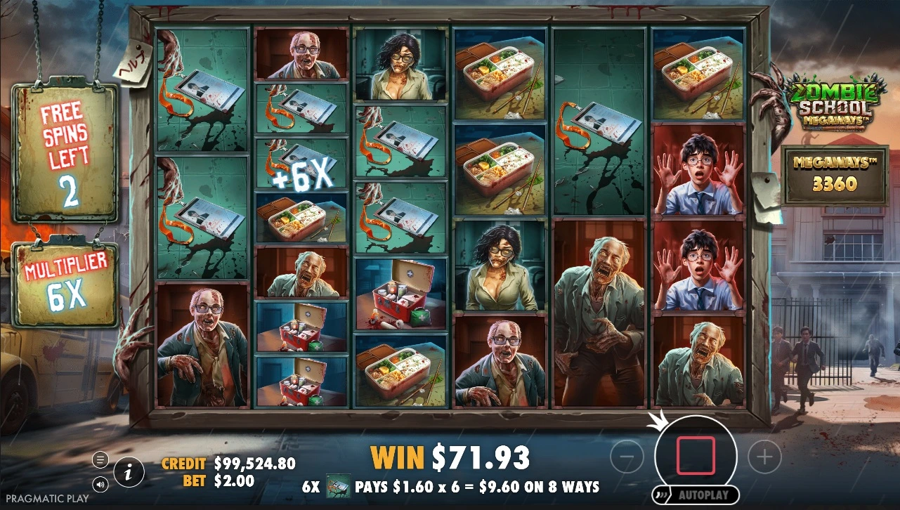 Zombie School Megaways, Free spins feature