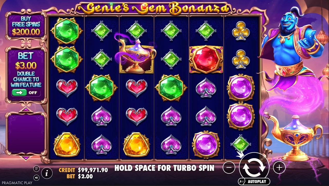 Genies Gems Bonanza, Base reels