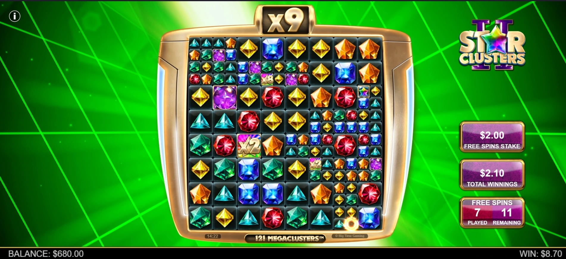 Star Clusters 2, Free spins feature