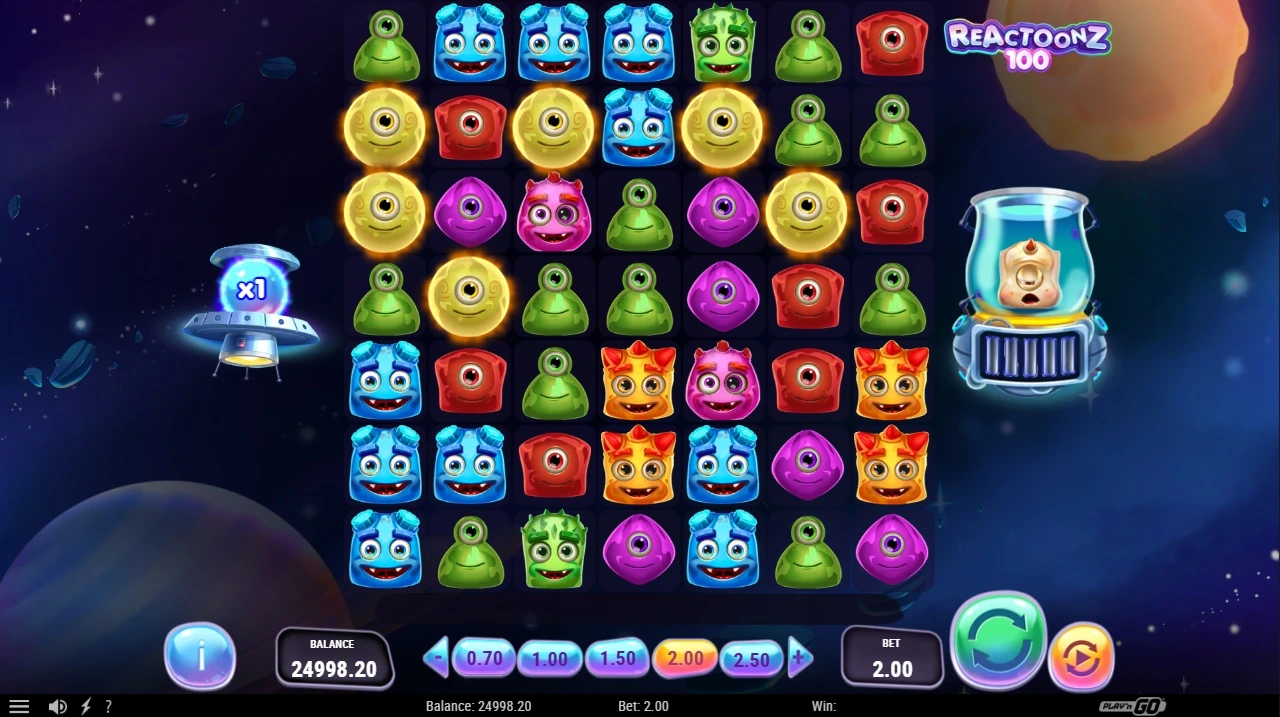 Reactoonz 100, Base reels