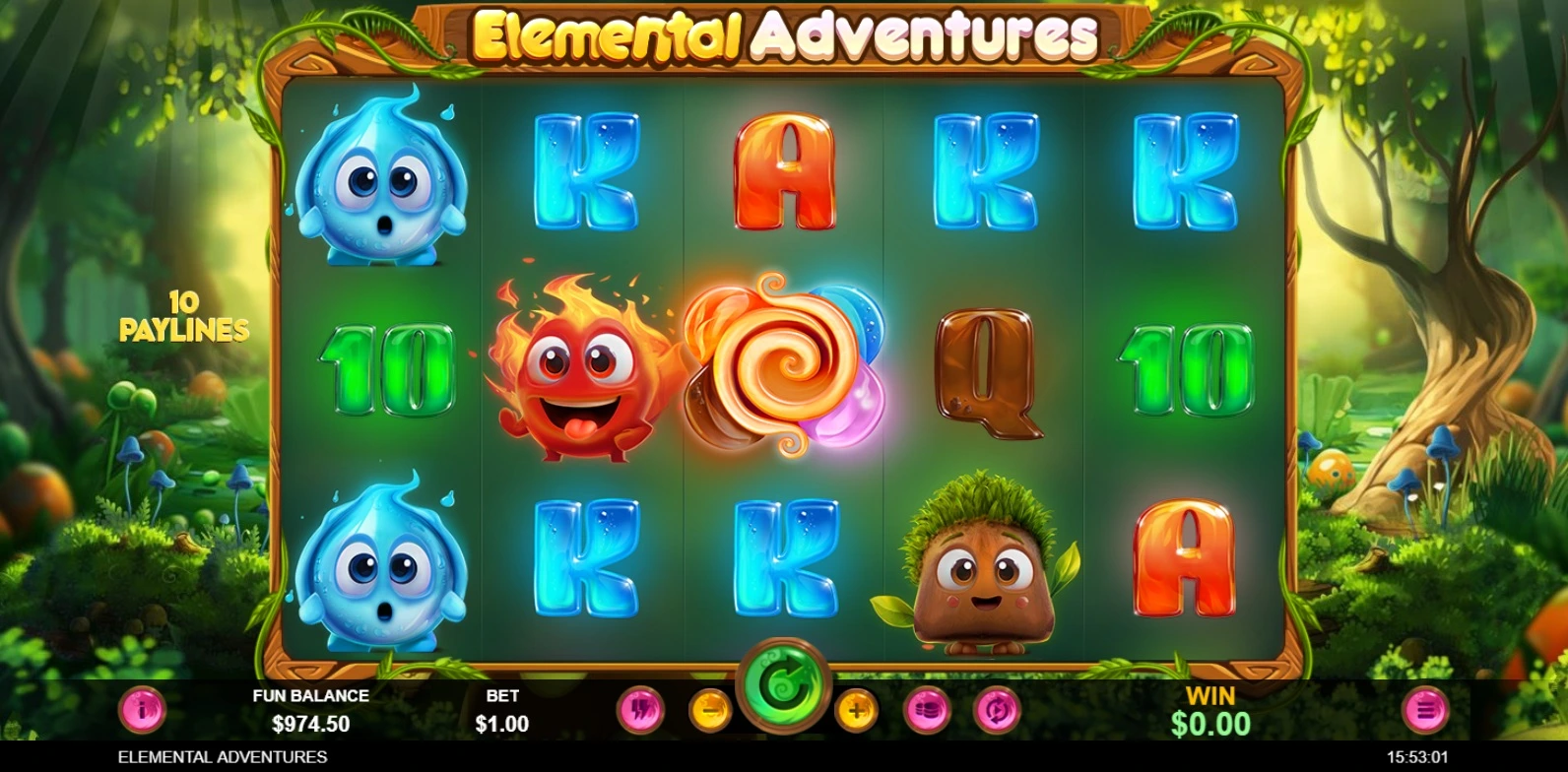 Elemental Adventures, Base reels