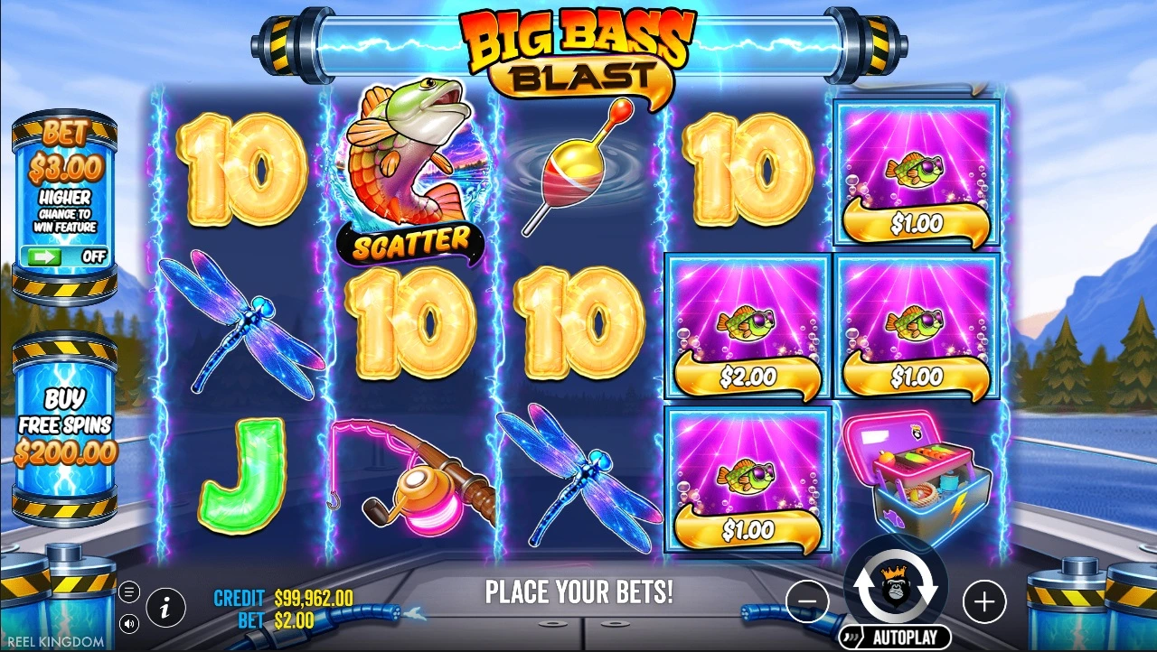 Big Bass Blast, Base reels