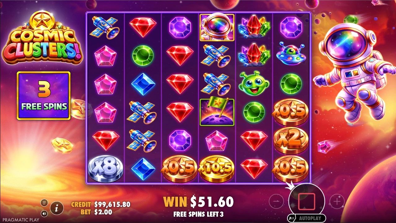 Cosmic Clusters!, Free spins feature