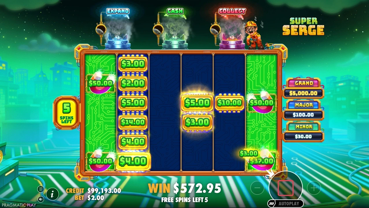 Super Serge, Cash Collect Spins