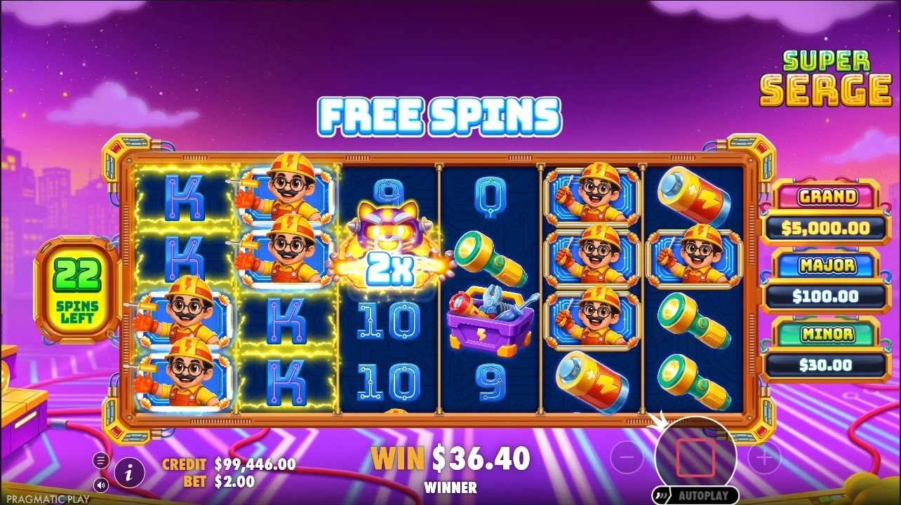 Super Serge, Free spins feature