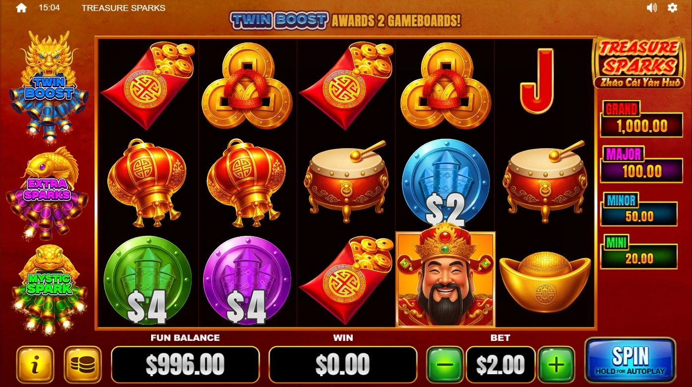 Treasure Sparks, Base reels