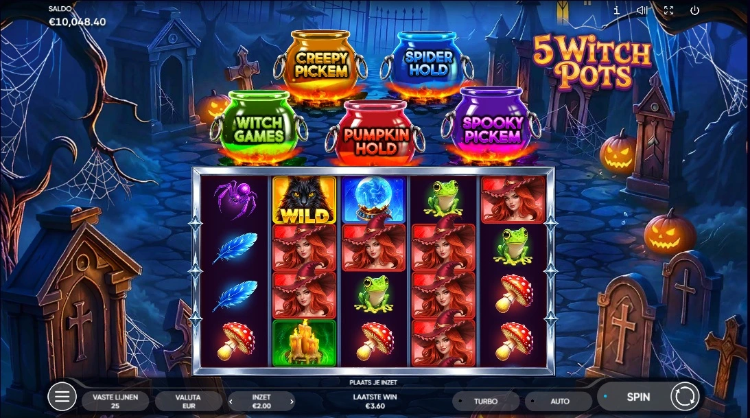 5 Witch Pots, base reels
