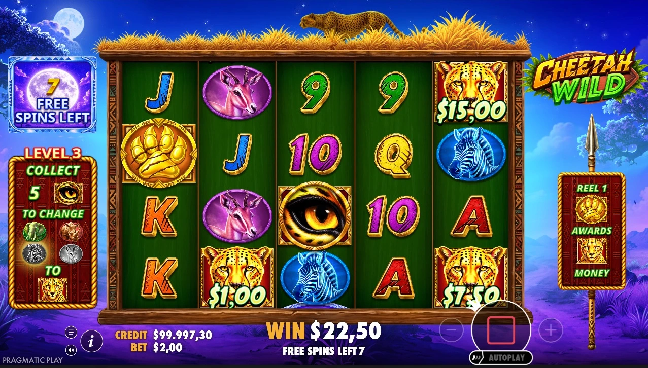 Cheetah Wild, Free spins feature
