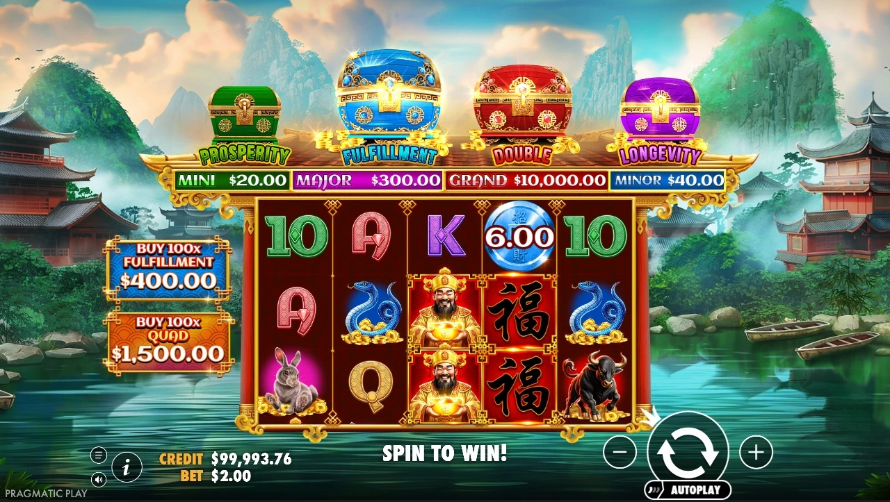 Chests of Cai Shen Infinity, Base reels